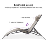 PURPLE LEAF Patio Chaise Lounge Set of 3 Outdoor Lounge Chair Beach Pool Sunbathing Lawn Lounger Recliner Chiar Outside Tanning Chairs with Arm for All Weather, Side Table Included, Beige PURPLE LEAF