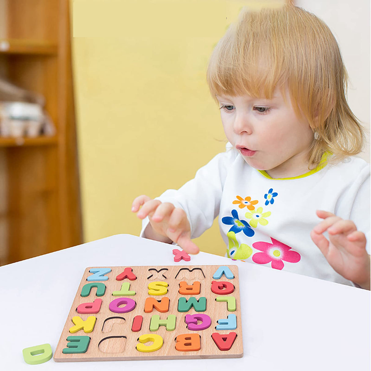 Wooden Puzzles for Toddlers, 3pack Alphabet Shape Puzzles for Kids 3 Wooden Montessori Toddler Puzzles Wooden Alphabet Number Shape Puzzles for Kids 3 Years Old Boys & Girls Winbar