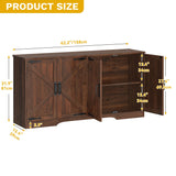 DWVO 62" Farmhouse Buffet Sideboard Cabinet with Adjustable Shelves, Large Coffee Bar Cabinet for Living Room, Kitchen, Entryway, Dark Walnut DWVO