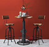BOKKOLIK Industrial Vintage Height Adjustable Bistro Table with Wooden Top for Kitchen, Dining Room, and Bar Use BOKKOLIK