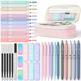 Four Candies 39 PCS Aesthetic School Supplies with Cute Pen Case, 12 Pastel Highlighters, 5 Black Ink Gel Pens, 6 Mechanical Pencils Set 0.5 & 0.7 mm for Students Stationary College Essentials (Pink) Four Candies