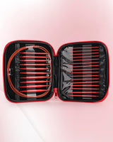 Interchangeable Knitting Needle Set with Circular Cable for Crafters, 13 Circular Knitting Needles with 4 Cable, 3-10 mm Aluminum Knitting Needles for Beginner, DIY Crafts, Red Needle Set Aeelike