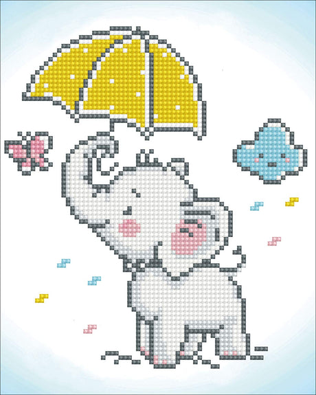 DIAMOND DOTZ Baby Brollie Elephant Diamond Painting Kits for Adults - Diamond Art Kits a Relaxing Creative Craft Kit with Dotz Gems 9.8"x7.9" DIAMOND DOTZ