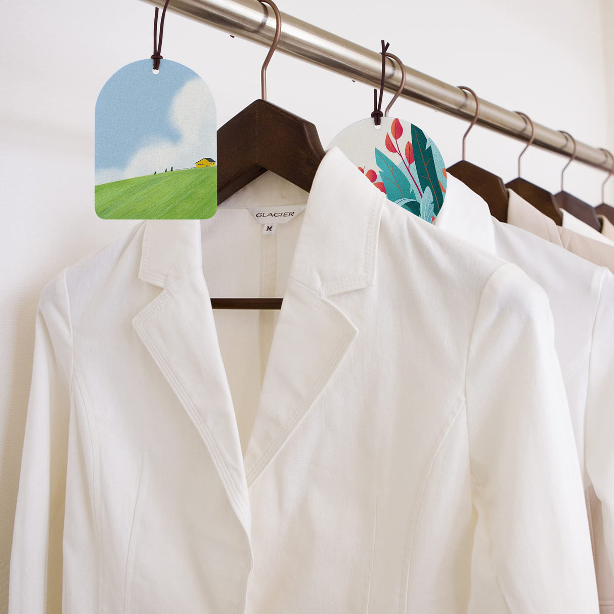 Temlum 40 Pcs Sublimation Blanks Products with Elastic Rope, Clear Bag, Sublimation Blanks for Air Freshener Car Home Hanging Decoration Sublimation Accessories Temlum