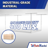 SafeRacks Overhead Garage Storage Rack - Heavy Duty Racks for Garage with 400 lb Capacity, Easy Garage Shelving, Adjustable Storage Rack, Ceiling Mount Storage Shelves 3x6 White (24"-45") SafeRacks