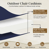 downluxe Outdoor Chair Cushions Set of 4 for Patio Furniture, Waterproof Square Corner Patio Chair Cushions with Ties, Memory Foam Outdoor Seat Cushion, 18.5" X 16" X 3", Navy downluxe