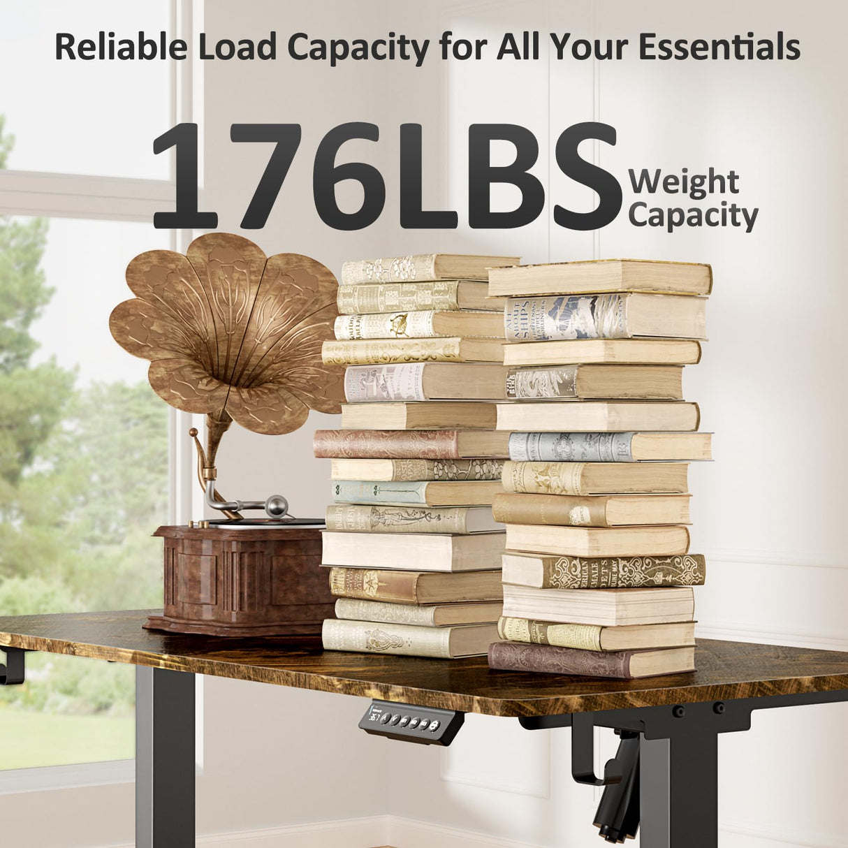 VVENACE 63 Inch Electric Standing Desk Adjustable Height with Wheels,Sit Stand Up Desk,Home Office Desk,Computer Workstation Desk,Gaming Desk,Rolling Desk,Work Desk (Spliced Desktop,Rustic Brown) VVENACE