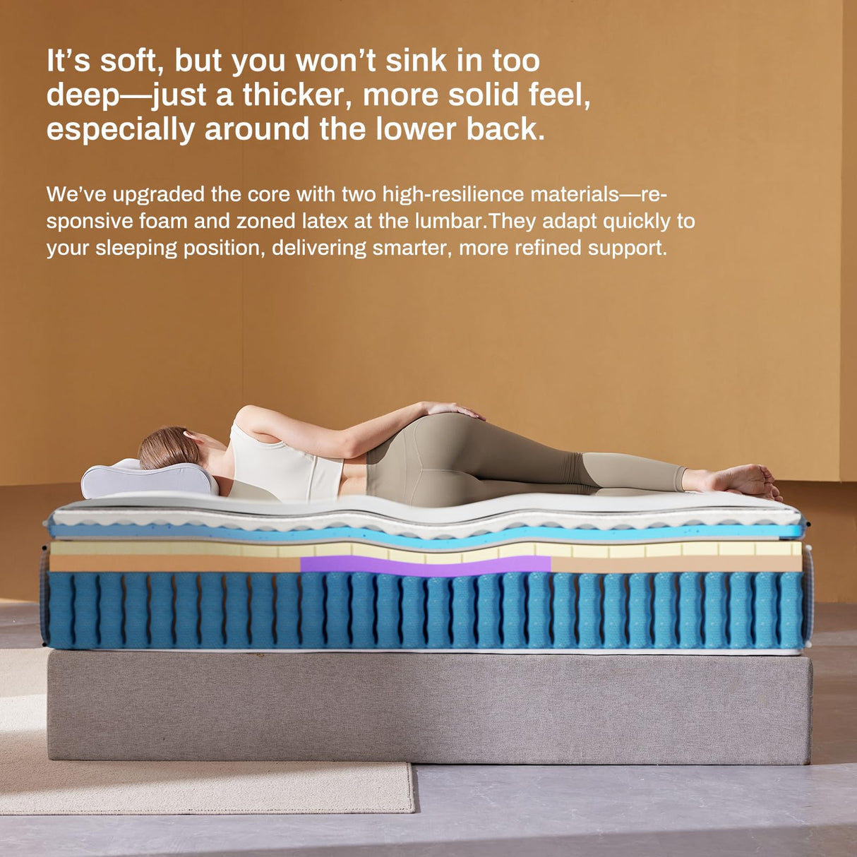 CIOUDWAY – Queen Mattress 14 Inch – Real Hybrid Mattress with Dual-Cooling, 2” Ventilated PCM Memory Foam, Reinforced Edge Support, Zoned Coils for Pressure Relief and No Motion Transfer CIOUDWAY