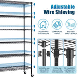 Dkelincs 6 Tier Wire Shelving Unit with Wheels 48" X 18" X 76" Metal Storage Shelves Height Adjustable NSF Heavy Duty Commercial Grade Garage Shelf Rack for Kitchen Basement Restaurant，Black Dkelincs