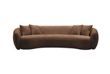 KEIKI 103" Boucle Half Moon Curved Sectional Sofa with 4 Throw Pillows, Modern 5-Seater Teddy Fleece Leisure Couch with Curved Backrest, Easy Assembly, for Living Room, Bedroom, Brown KEIKI