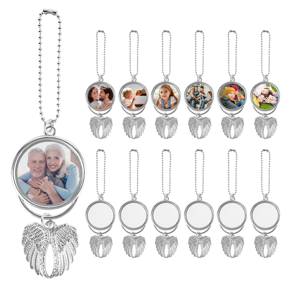 MGBISYI Sublimation Keychain Blanks,Sublimation Pendant Blanks,Angel Wings Ornament for Printing Pendant Jewelry Making, Gifts for Women (12 Sets) MGBISYI