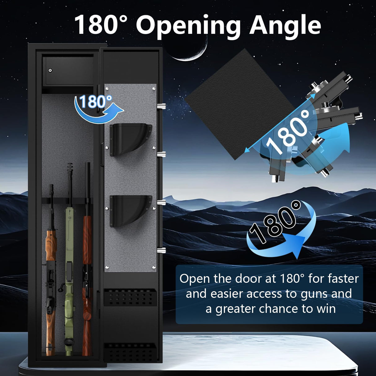 Marcree 2-3 Rifle Gun Safe, Gun Cabinets for Rifles and Shotguns with Inner Safe, Gun Safes for Rifle and Pistols with Dual Alarm System, 180 Degree Quick Access Shotgun Safe for Home, Electronic Lock Marcree