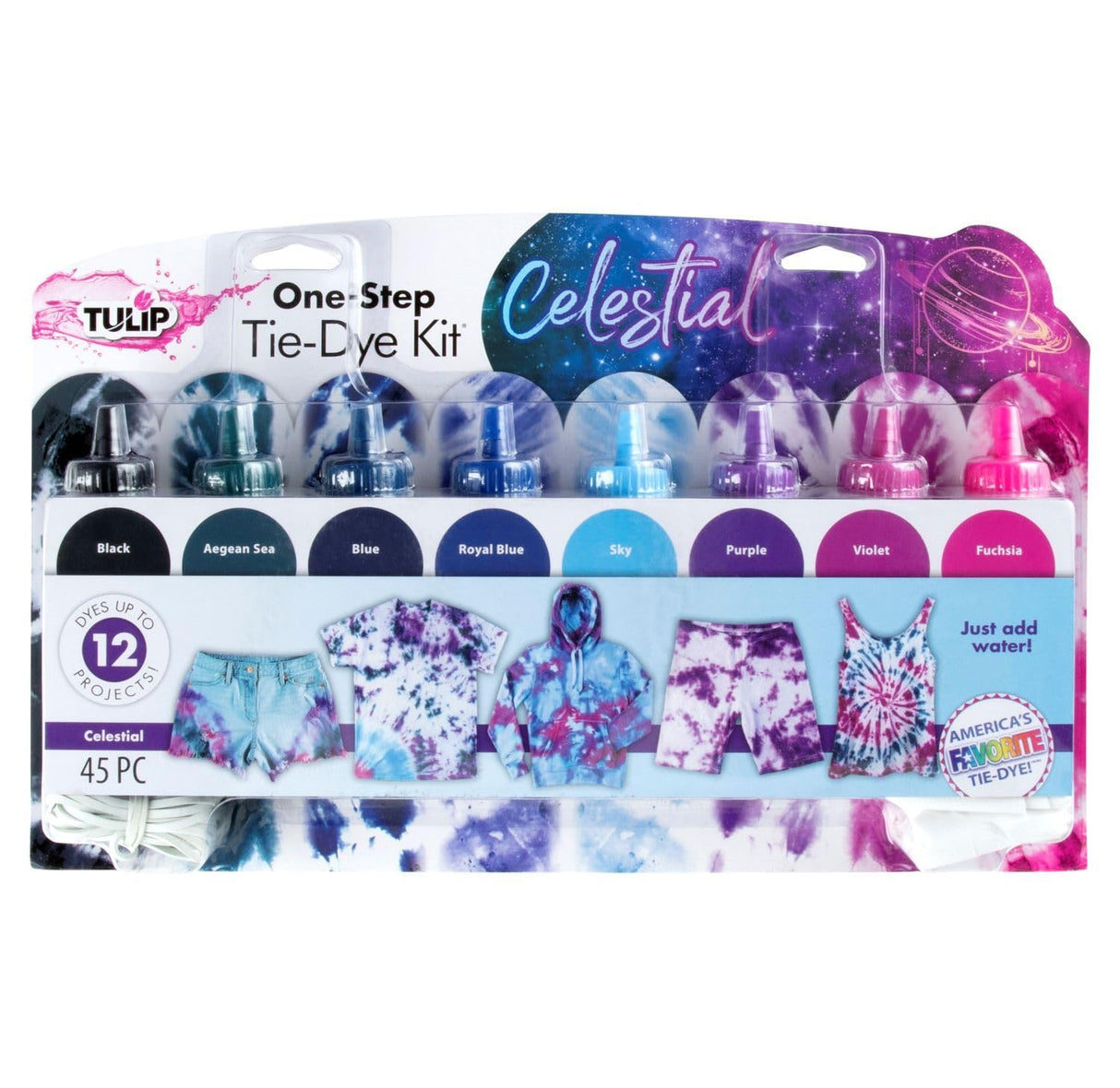 Tulip One-Step Tie-Dye Kit One-Step 8 Color Kit Tie Dye, Celestial Tulip