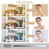 VOWNER Vanity with Lighted Mirror - 47" Makeup Vanity Desk with 7 Drawers, 3 Storage Shelves and Outlet, 3 Color Lighting Modes with Adjustable Brightness, Makeup Desk with Stool for Bedroom, White VOWNER