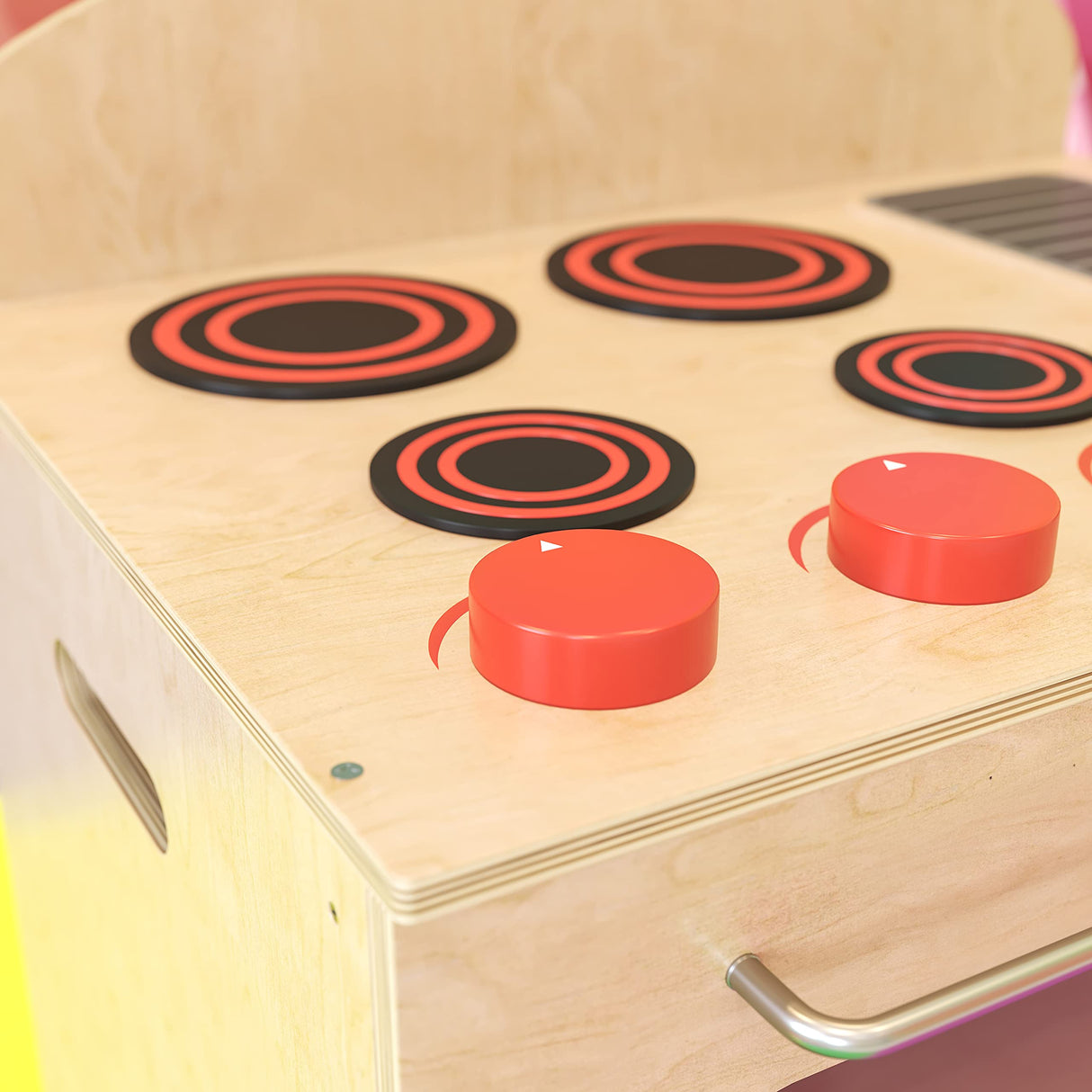 EMMA + OLIVER Children's Wooden Kitchen Stove with Turnable Knobs for Commercial or Home Use EMMA + OLIVER