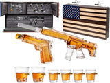AR15 Whiskey Gun Decanter Flag Set - 1000ml Rifle & Pistol Set - Hanging Storage American Flag Gift Box & Bullet Glasses & Shot Glass, Great Gift - Army, Navy, Marine, Veterans & Gun Enthusiasts Gifts The Wine Savant
