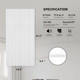 10 Pack Acoustic Panels,47.2x23.6x0.4 inch Acoustical Wall Panels,Large Soundproof Panels,Self-Adhesive Sound proof panels for walls,Acoustic Treatment for Recording Studio&Office Vertical,White EVENRISING