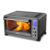 TOSHIBA AC25CEW-BS Large 6-Slice Convection Toaster Oven Countertop, 10-In-One with Toast, Pizza and Rotisserie, 1500W, Black Stainless Steel, Includes 6 Accessories TOSHIBA