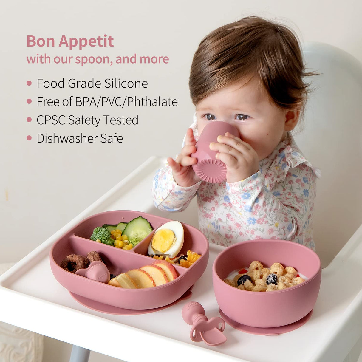 SAMiGO Silicone Baby Spoons Self Feeding 6+ Months - Infant Toddler Utensils - First Stage Baby Led Weaning Feeding Supplies - Set of 3 Pack SAMiGO