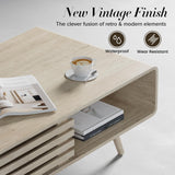 Easyego Coffee Table with Storage, Mid Century Modern Coffee Table for Living Room, Farmhouse, Rectangle Coffee Table, Wooden Center Table (Oak) Easyego