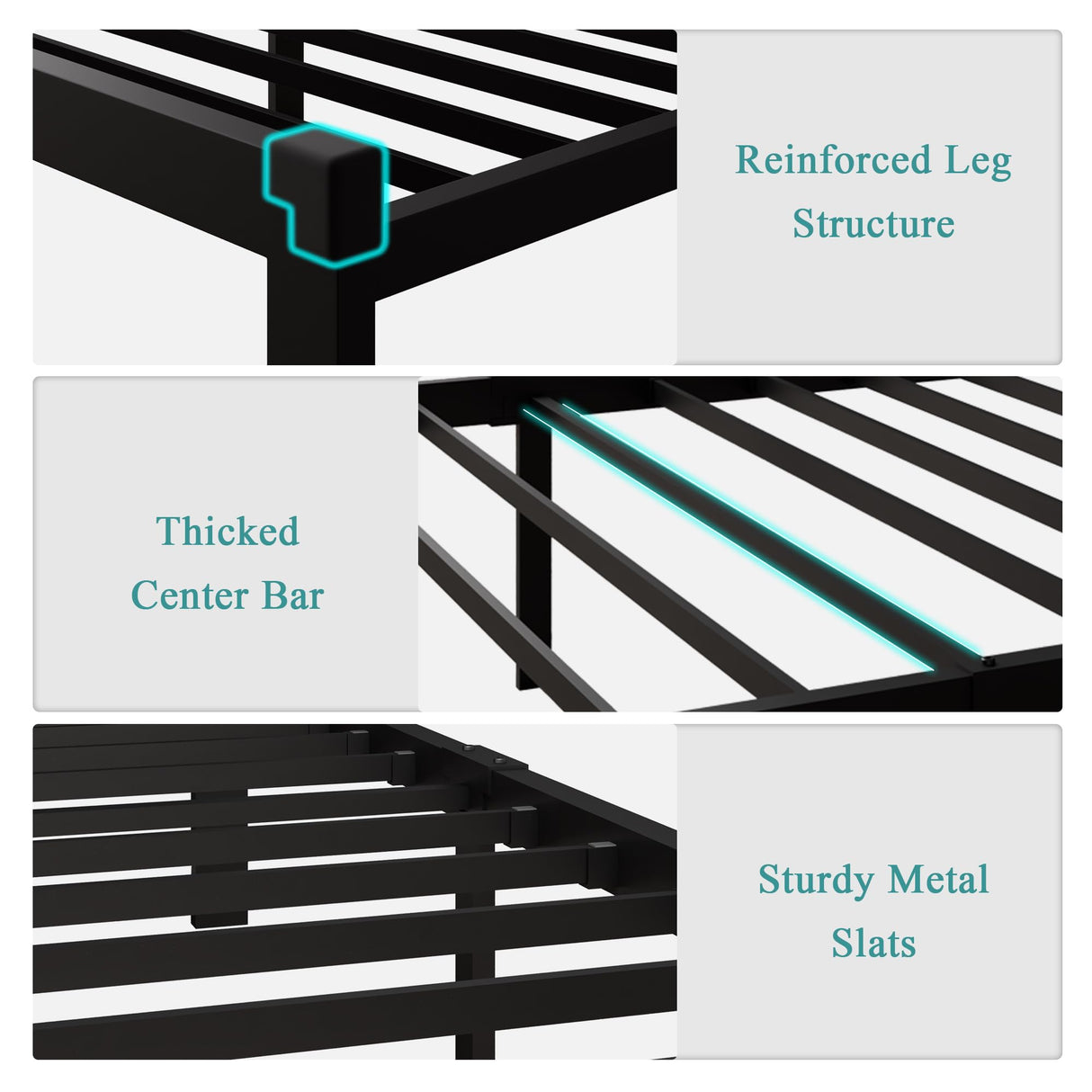 iPormis Twin Size Metal Bed Frame, Faux Leather Platform Bed Frame with Button Tufted Headboard, 12" Underbed Space, Steel Slats Support, Easy Assembly, No Box Spring Needed, Black iPormis