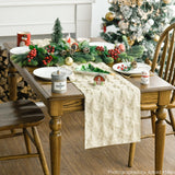 Artoid Mode Christmas Trees Beige Soft Plush Faux Fur Jacquard Christmas Table Runner, Holiday Kitchen Dining Table Decoration for Home Party Decor 13x72 Inch Artoid Mode