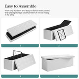 SONGMICS MAZIE Collection - 43 Inches Storage Ottoman Bench with Flipping Lid, Storage Chest with Iron Frame Support, Load 660 lb, for Living Room, Bedroom, Synthetic Leather, White ULSF75WT SONGMICS