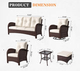 Vakollia 9 Pieces Patio Furniture Sets, Wicker Rattan High Back Outdoor Swivel Rocking Chairs Set with 3-Seat Couch, Ottomans and Side Table Vakollia