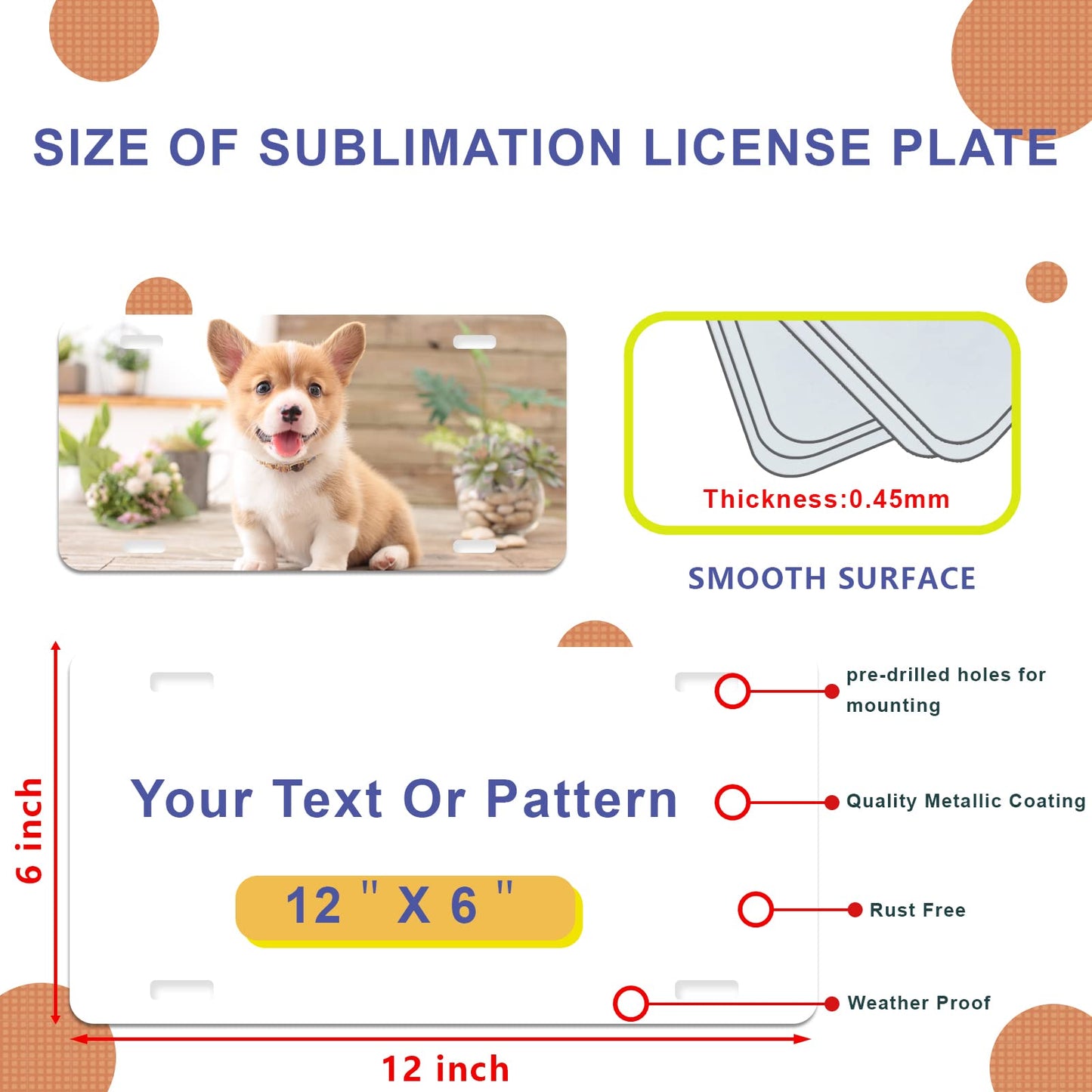 SINKAA 10 Pack Sublimation License Plate Blanks, 12"X6" x 0.45mm, Heat Thermal Transfer Sheet DIY Picture Sublimation Blank, Metal Aluminum Automotive License Plate Plates Tag for Custom Design Work