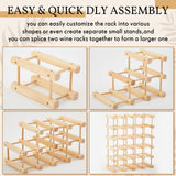 Juexica Wooden Wine Rack Stackable Modular Wine Storage for Inside Cabinet DIY Assembly Wood Wine Shelf Wine Bottle Organizer Insert for Home Cabinet Restaurants Bars Kitchen (24 Bottles) Juexica