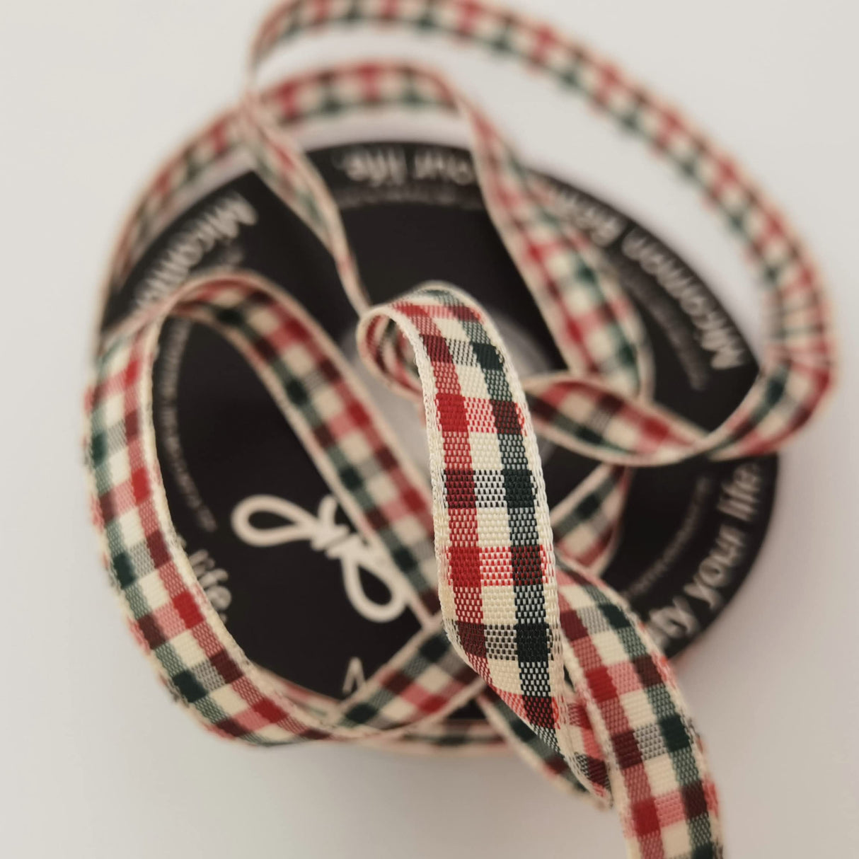 Micomon Gingham Ribbon - Red & Green Checkered Christmas Ribbon, 25 Yards Each Roll, 100% Polyester (3/8") Micomon