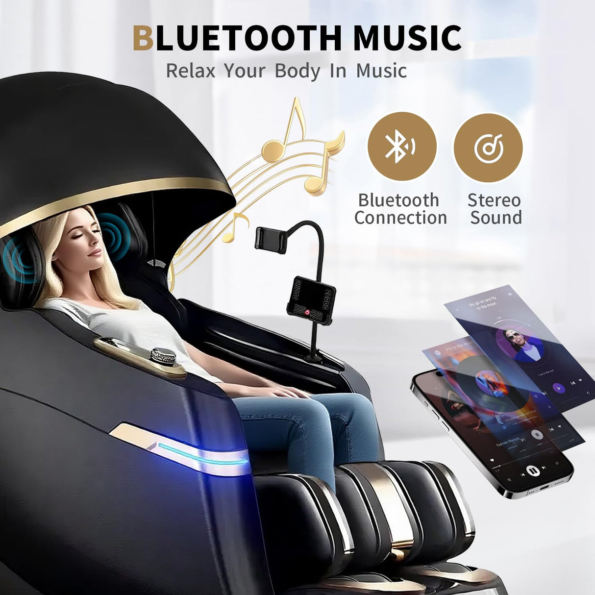 UTHWELL Massage Chair Full Body and Recliner, Zero Gravity Rest Cabin with Sleep Hood-Shiatsu Roller Airbag Heating, Body Scan SL Track Recliner, Relax for Home Office Use Gift for Women & Men UTHWELL