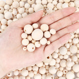 UOONY 800pcs Wooden Beads for Crafts 7 Sizes Unfinished Natural Wood Beads Wooden Beads Bulk 6mm, 8mm, 10mm, 12mm, 14mm, 16mm, 20mm Beads for Garland Macrame Jewelry Making DIY Farmhouse Decor UOONY