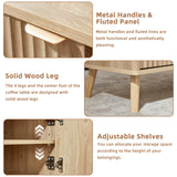 LEYAOYAO 48" Fluted Lift Top Coffee Table with Hidden Storage & Adjustable Shelves, Lifting Tabletop Large Rectangular Coffee Tables, Mid Century Modern Wood Center Table for Living Room, Natural LEYAOYAO