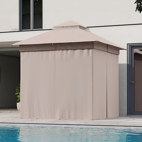 LAUSINT Home Privacy Curtains with Zipper, 4-Panels Universal Replacement Velcro Side Wall for 8'X8' Gazebo Canopy Tent, Khaki LAUSAINT HOME