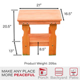 Amish Casual Heavy Duty Outdoor Wood End Table in Cedar Stain - Quality Crafted in The USA from Treated Pine by Amish Artisans Amish Casual