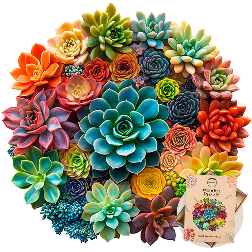 Wooden Puzzle for Adults, 216 pcs Puzzle, Wooden Jigsaw Puzzle, Jigsaw Puzzles, Succulent Puzzles, Rompecabezas de Madera LifeStyLix