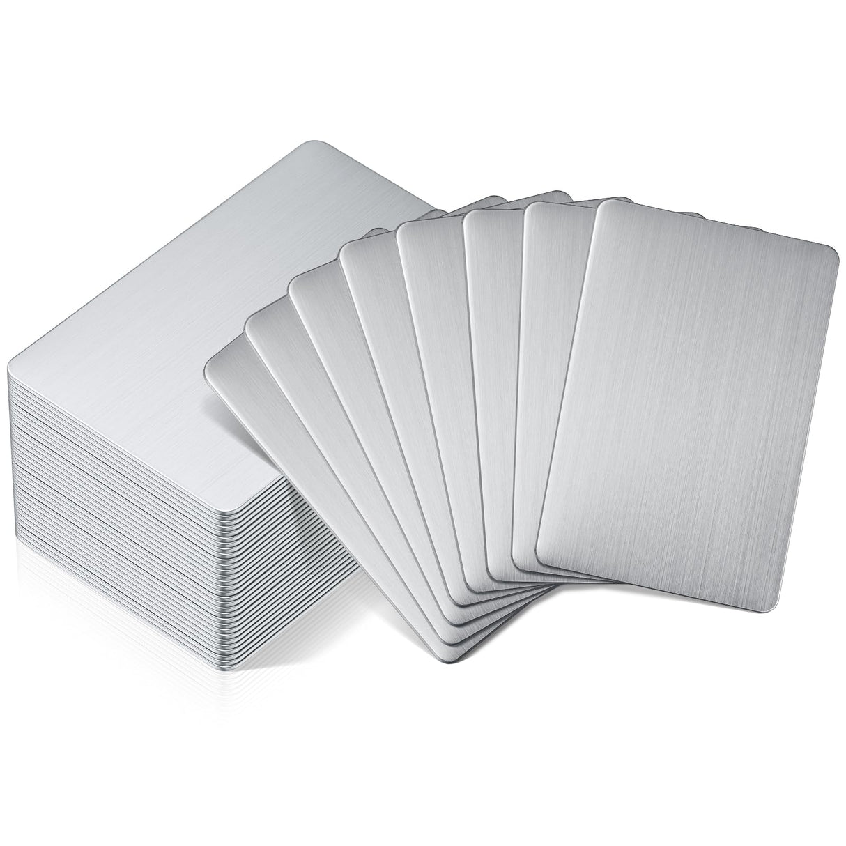 Tandefio 50 Pcs 304 Stainless Steel Metal Business Cards Sublimation Blank Steel Card Laser Engraving Stainless Cards for House Office Customer DIY Gift Plate Cards (0.8 mm Thickness) Tandefio