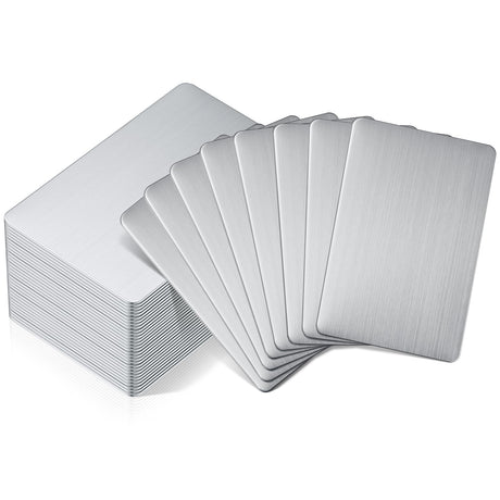 Tandefio 50 Pcs 304 Stainless Steel Metal Business Cards Sublimation Blank Steel Card Laser Engraving Stainless Cards for House Office Customer DIY Gift Plate Cards (0.8 mm Thickness) Tandefio
