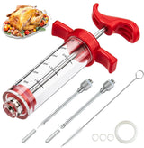 Meat Injector Syringe, 1-oz Plastic Marinade Turkey Injector Kit, 2 Marinade Injector Needles for BBQ Grill by QPMR QPMR