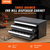 VEVOR End Mill Dispenser Cabinet, Three-Drawer End Mill Dispenser, End Mill Organizer Cabinet Cold Rolled Steel, End Mill Dispenser Organizer Cabinet Holder for Fractional Size from 1/8" to 1" VEVOR