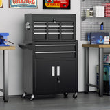 Omelaza 8-Drawer Rolling Tool Chest with Lock, Detachable Tool Cabinet Cart with Wheels, High-Capacity Mechanic Tool Organizer for Garage Workshop Warehouse Storage Omelaza