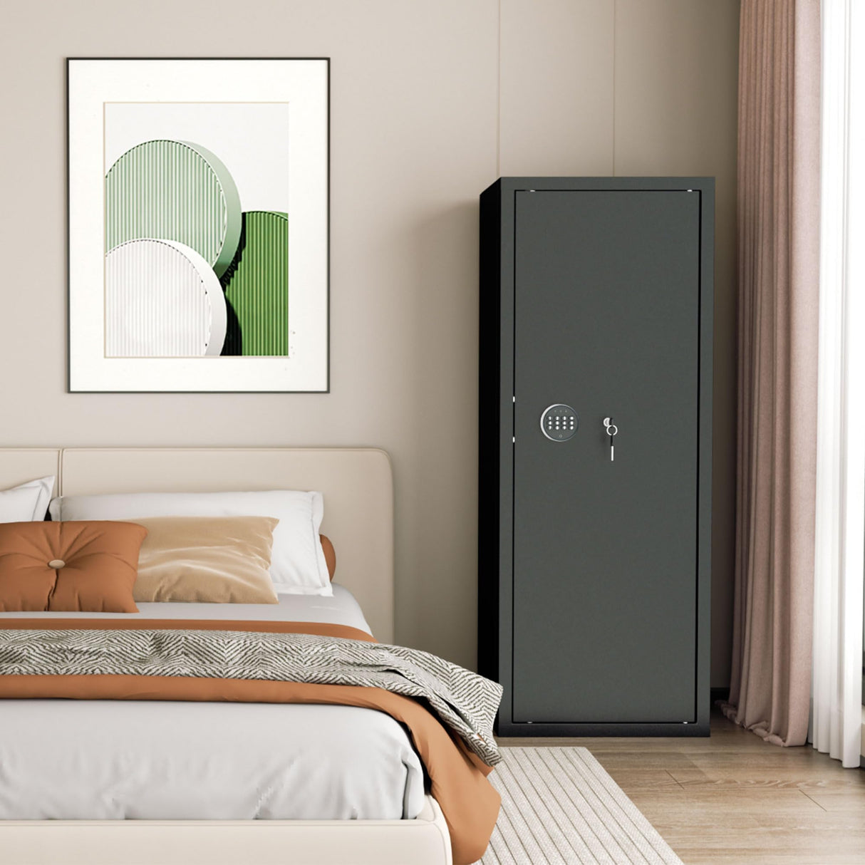 INTERGREAT 12-15 Gun Safe, Long Gun Safe for Rifle and Pistols, Large Gun Cabinet Safe with Removable Gun Racks, Digital Gun Cabinet with Multifunction Lock, 4 Pistol Pockets INTERGREAT