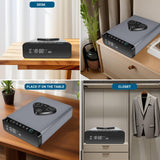 FTOP Biometric Fingerprint Gun Safe, Clock Handgun Safe with 3-in-1 Watch & Phone Wireless Charging, Drawer Lock for Hand guns, Cash, Valuables- with Humidity Reader|Temperature| Alarm Clock| Screen FTOP