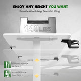 Furmax Electric Standing Desk with Monitor and Laptop Workstation, 55 x 24 Inches Height Adjustable Sit Stand Up Desk, Computer Workstation with Cup Holder and Hook, Holes for Cables, White Furmax