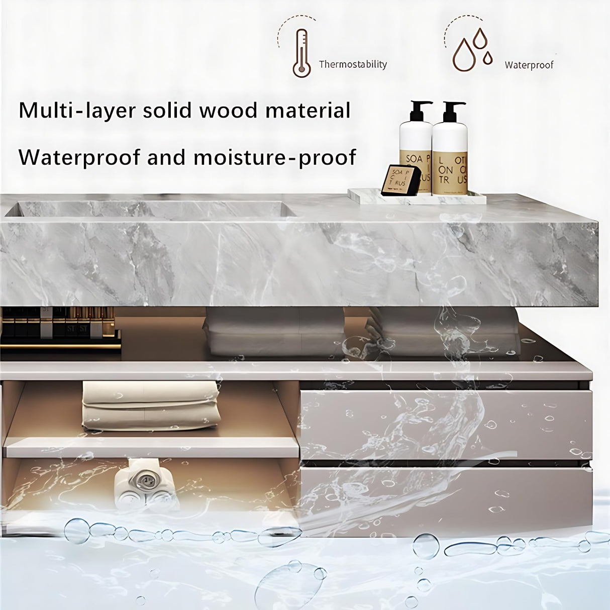 ZGNBSD Bathroom Vanity with Sink - Modern Floating Bathroom Vanity | LED Smart Medicine Cabinet Included | Multi-Layer Solid Wood Bathroom Vanity | Wall-Mounted Installation (Black, 60") ZGNBSD