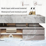 ZGNBSD Bathroom Vanity with Sink - Modern Floating Bathroom Vanity | LED Smart Medicine Cabinet Included | Multi-Layer Solid Wood Bathroom Vanity | Wall-Mounted Installation (Black, 60") ZGNBSD