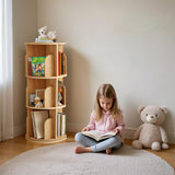 LARYICTU Spinning Bookshelf Rotating Bookshelf Tower 360 Rotating Kids Book Shelf Solid Wood Round Revolving Bookcase Small Floor Standing Swivel Bookcase LARYICTU