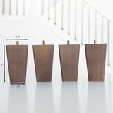 Airy Abode Walnut Brown Square Furniture Legs Set of 4 - Pick Your Size and Color Airy Abode