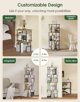HOVANESTY Rotating Bookshelf, Spinning Bookshelf, 4 Tier 360 Display Freestanding Wood Rotating Bookcase for Kids Room, Living Room, Office, Bedroom, Study Room HOVANESTY